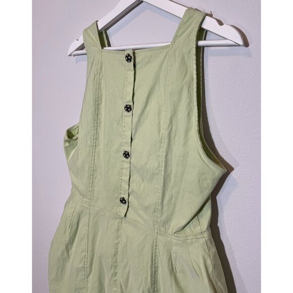 Maeve Anthropologie Mini Dress Size Large Sleeveless Volume Hip Green Stretch - Picture 14 of 15